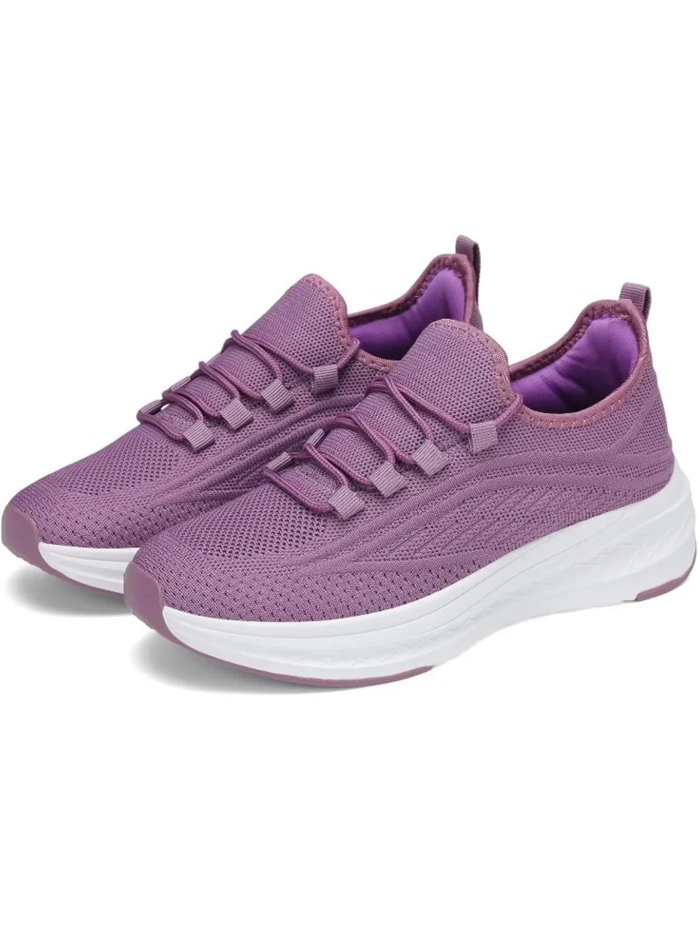 Women's Purple Breathable Lightweight Walking Non Slip Fashion Casual Sneaker - Picture 5 of 6